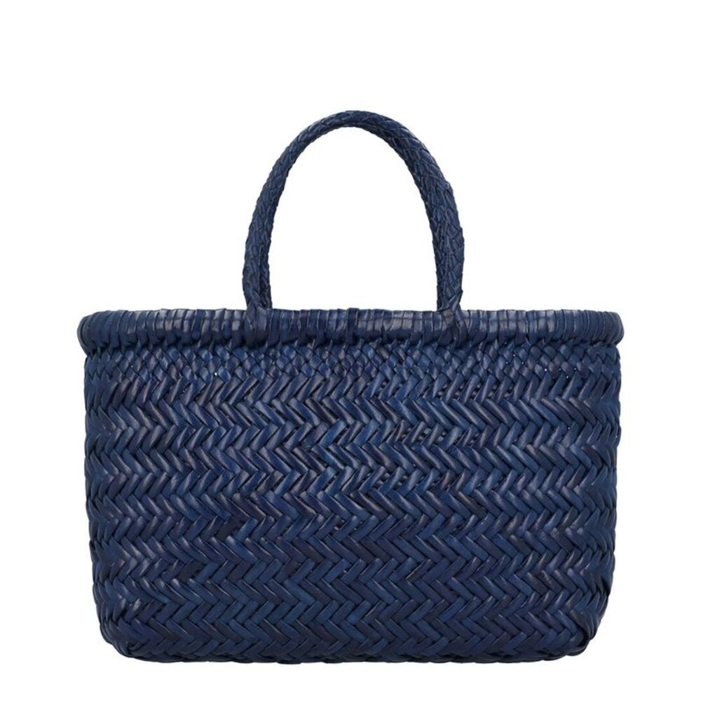 Dragon Diffusion Mini Flat Gora Leather Top Handle Bag, Navy